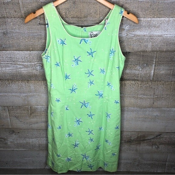Lilly Pulitzer size 2 vintage green starfish printed sheath mini dress - Picture 1 of 3